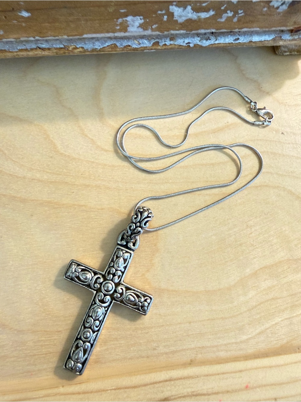 Vintage Ornate Cross Pendant Necklace